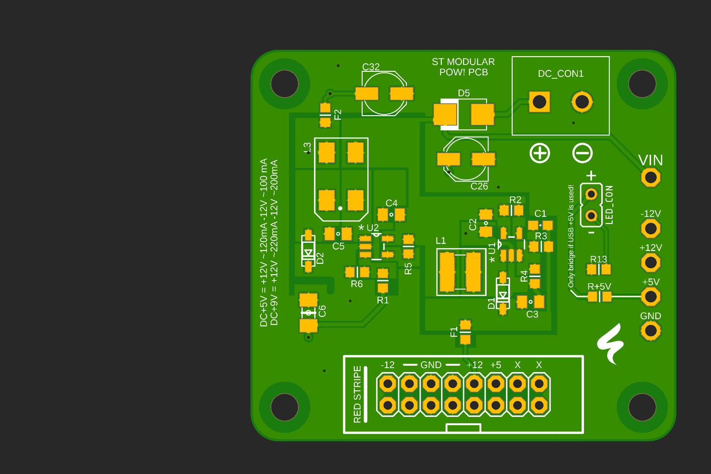 POW! PCB  / mini power supply unit for eurorack modules / PCBA only