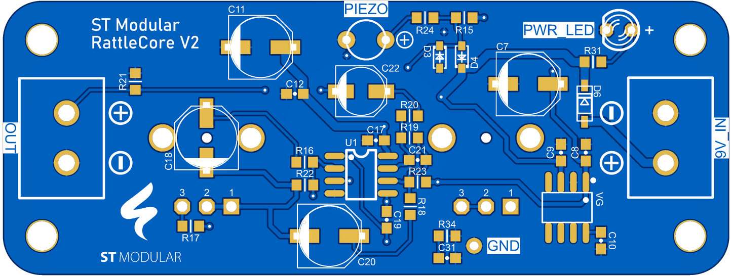 RATTLECORE / piezo pre-amp PCB with high-pass filter / PCB only