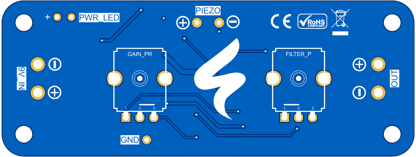 RATTLECORE / piezo pre-amp PCB with high-pass filter / PCB only